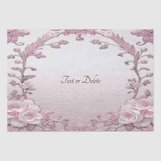 Einzigartiges rosa Blumenzwirn Seidenpapier (Vorderseite)