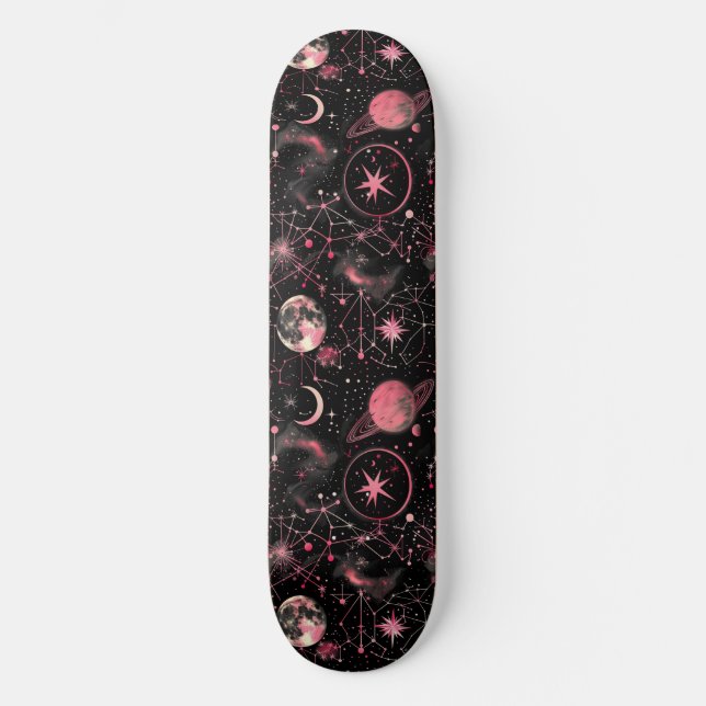 Einzigartiges rosa Kunsthandwerk Design Skateboard (Vorderseite)