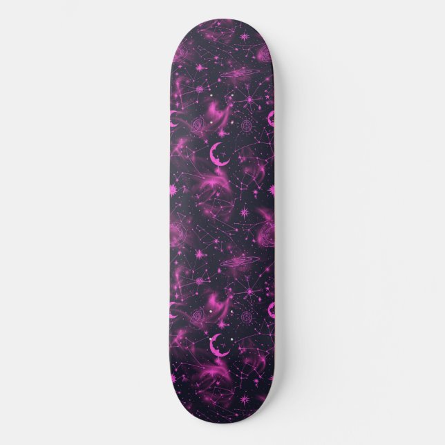 Einzigartiges rosa Kunsthandwerk Design Skateboard (Vorderseite)