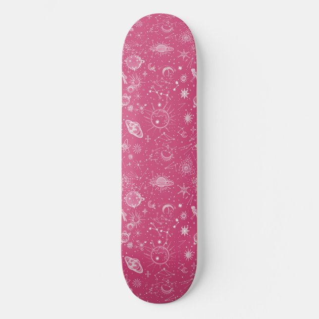 Einzigartiges rosa Kunsthandwerk Design Skateboard (Vorderseite)
