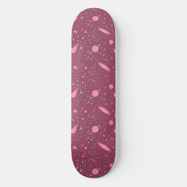 Einzigartiges rosa Kunsthandwerk Design Skateboard (Vorderseite)