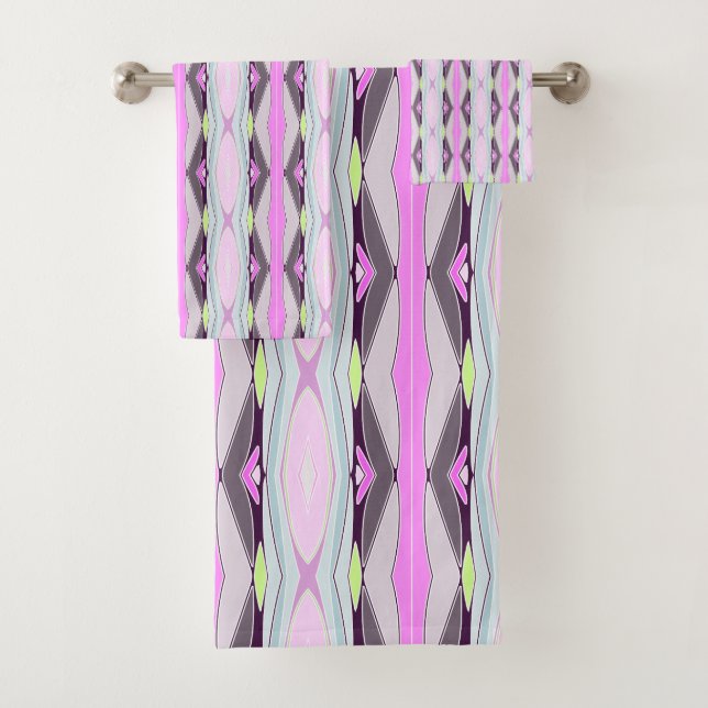 Einzigartiges rosa Muster Badhandtuch Set (Insitu)