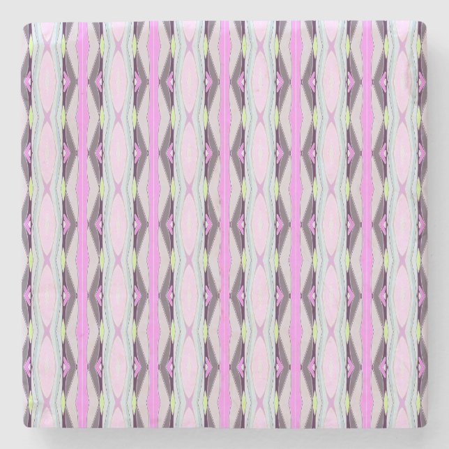 Einzigartiges rosa Muster Steinuntersetzer (Vorderseite)