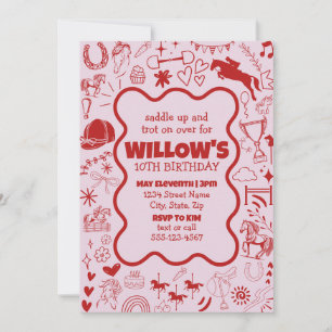 Einzigartiges Rosa Pferdchen Reittier Geburtstag Einladung