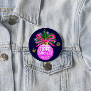 Einzigartiges rosa Ribbon Bauble Button