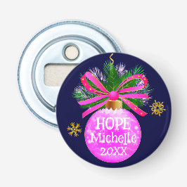 Einzigartiges rosa Ribbon Bauble Flaschenöffner