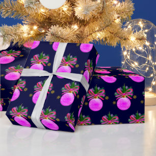 Einzigartiges rosa Ribbon Bauble Geschenkpapier