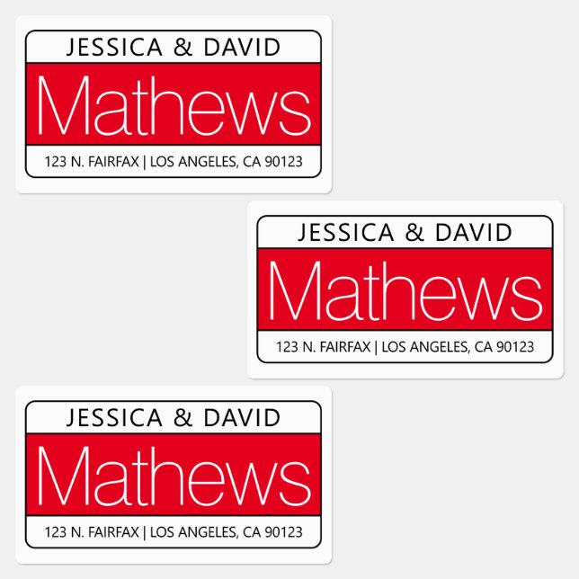 Einzigartiges Rot Weiß und Schwarz wasserdicht Etiketten (Gruppe)