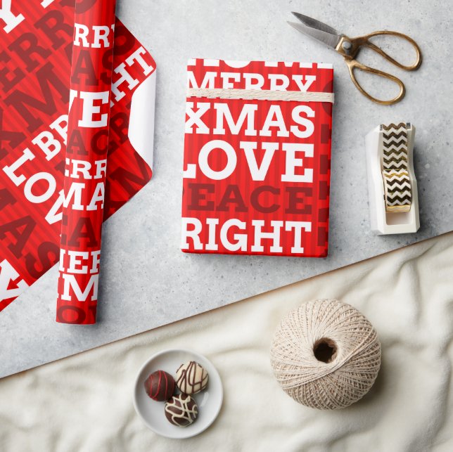 Einzigartiges rotes nicht-traditionelles Frohe Wei Geschenkpapier (Kunsthandwerk)