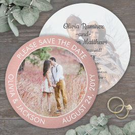 Einzigartiges Round Foto Modernes Rosa Ombre Hochz Save The Date