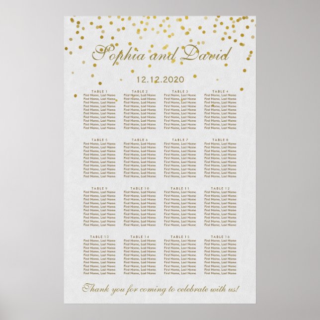 Einzigartiges Royal Gold Foil Wedding Chart Poster (Vorne)