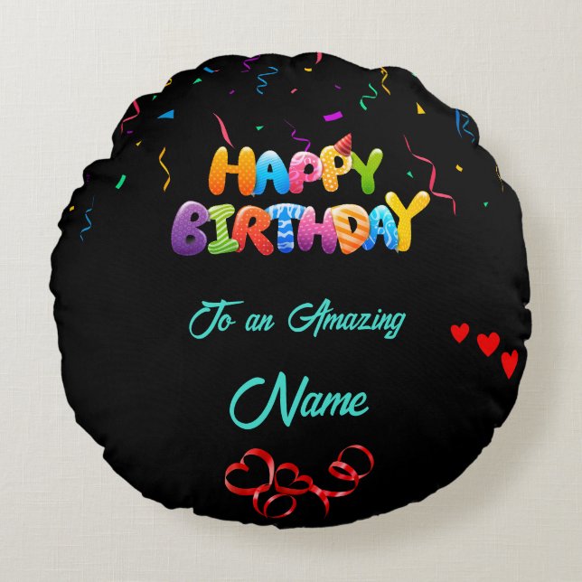 Einzigartiges Rundkissengeschenk zum Geburtstag Rundes Kissen (Vorderseite)