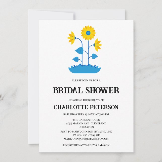 Einzigartiges rustikales Boho Sonnenblumen-Brautpa Einladung (Vorderseite)