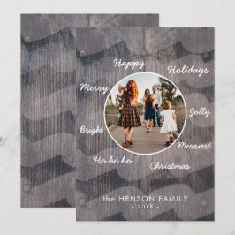 Einzigartiges rustikales Weihnachtsfest wünscht Fo Feiertagskarte