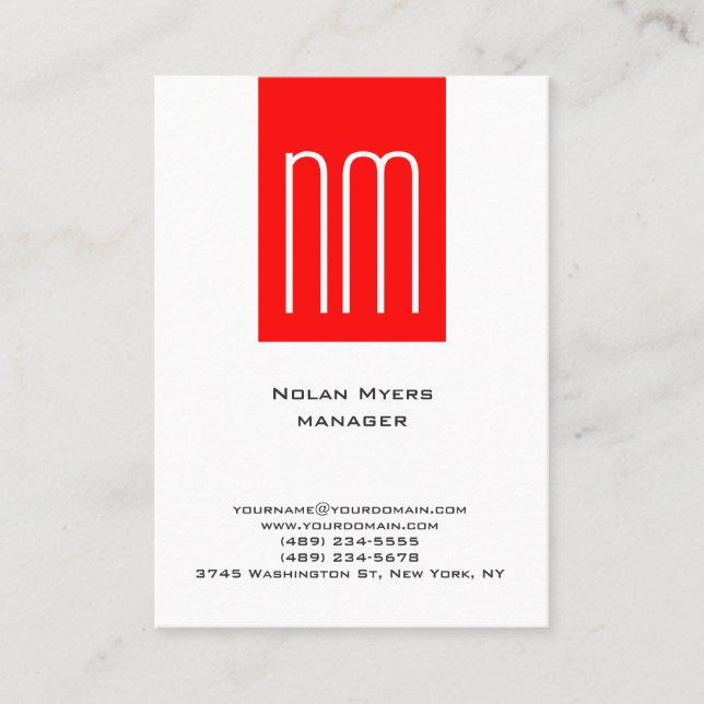 Einzigartiges schlichtes Monogramm Visitenkarte (Vorderseite)