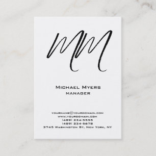 Einzigartiges schlichtes Schwarzweiß-Monogramm Visitenkarte