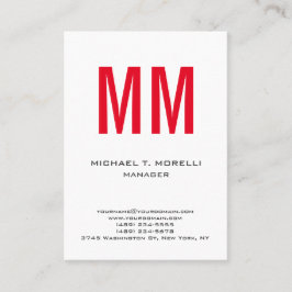 Einzigartiges schlichtes, weißes Monogramm Visitenkarte