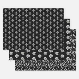 Einzigartiges Schwarz-Gemustert Geschenkpapier Set