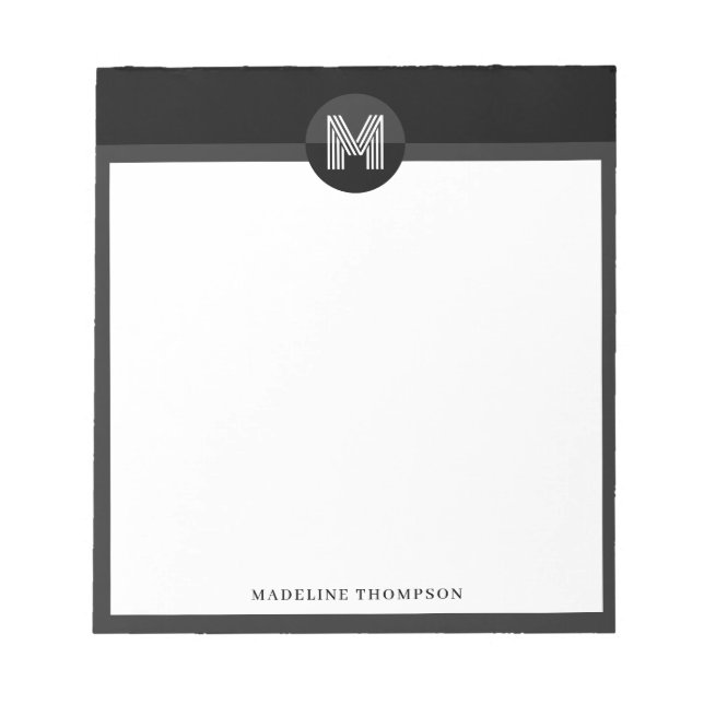 Einzigartiges Schwarz-Grau-Weiß-geometrisches, mod Notizblock (Vorderseite)