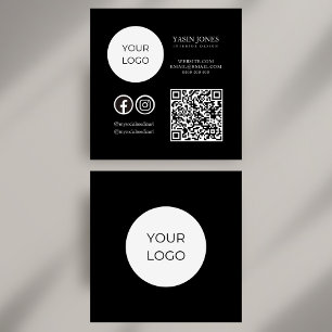 Einzigartiges Schwarz-Weiß-QR-Code-Social-Media-Qu Quadratische Visitenkarte