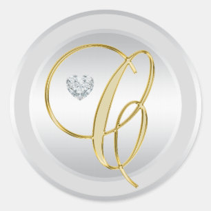 Einzigartiges Silver Gold Mit Monogramm Initial 'C Runder Aufkleber