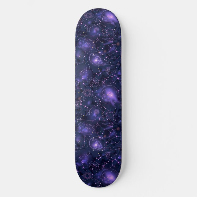 Einzigartiges Skateboard für Lila Astrologie-Desig (Vorderseite)