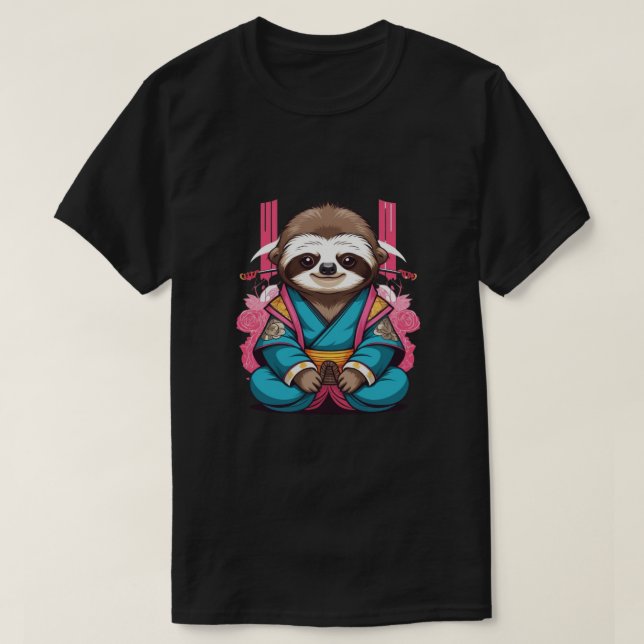 Einzigartiges Sloth Samurai-Cooles und komisches T T-Shirt (Design vorne)