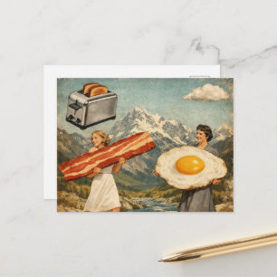Einzigartiges Surrealistisches Frühstück Frau Spec Postkarte