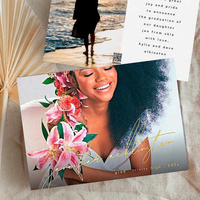 Einzigartiges Template Foto Real Gold Abschluss Folieneinladung (Von Creator hochgeladen)