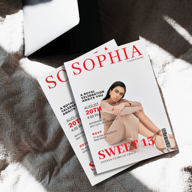 Einzigartiges Titelblatt des Fotos quinceanera Einladung (Von Creator hochgeladen)