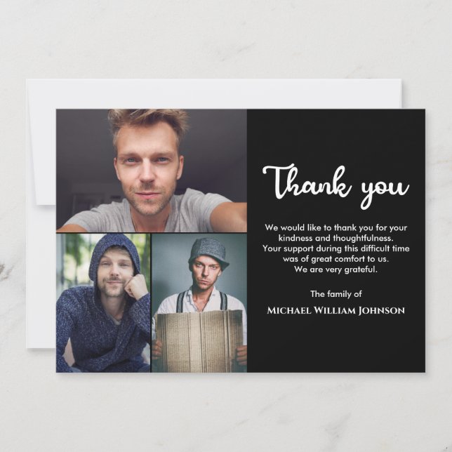Einzigartiges Trauerdenkmal 3 FotoCollage Dankeskarte (Vorderseite)