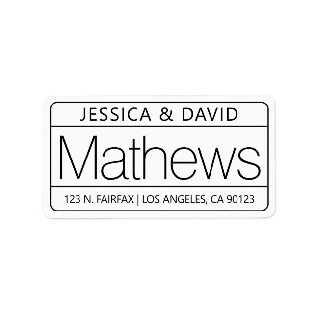 Einzigartiges und kreatives Schwarz Adressaufkleber (Vorne)