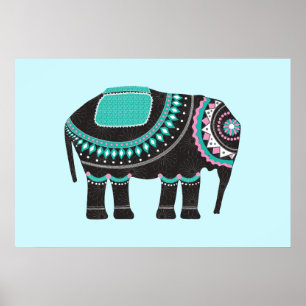 Einzigartiges Verziertes Elefantendesign, modern Poster