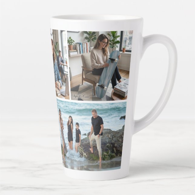 Einzigartiges Vier-Bilder-Layout Personalisiert Milchtasse (Rechts)