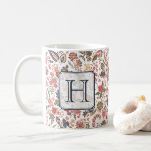 Einzigartiges Vintage-Blumen-Elegantes Monogramm F Kaffeetasse