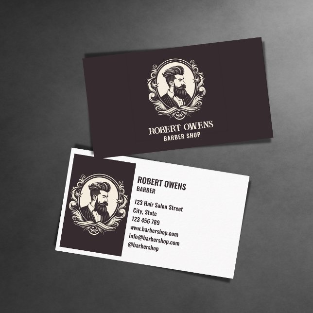 Einzigartiges Vintages Barbershaus Stylist Elegant Visitenkarte (Von Creator hochgeladen)