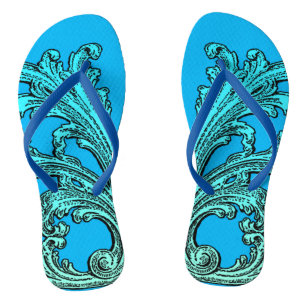 Einzigartiges Vintages Swirl Ombre Blue Design Flip Flops