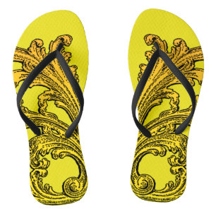 Einzigartiges Vintages Swirl Ombre Gold Design Flip Flops