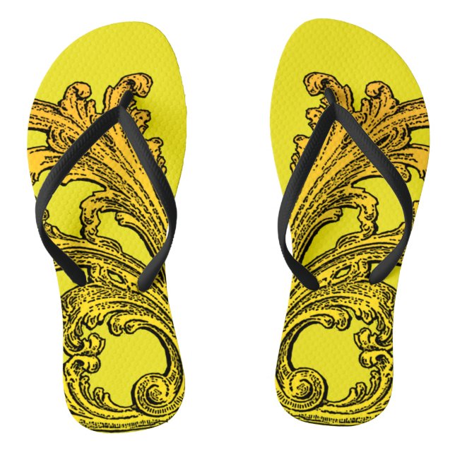 Einzigartiges Vintages Swirl Ombre Gold Design Flip Flops (Fußbett)