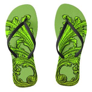 Einzigartiges Vintages Swirl Ombre Green Design Flip Flops