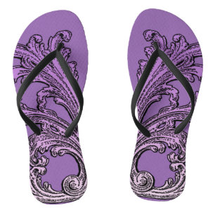 Einzigartiges Vintages Swirl Ombre Lila Design Flip Flops