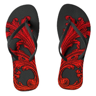Einzigartiges Vintages Swirl Ombre Rotes Design Flip Flops