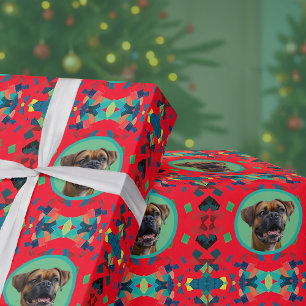 Einzigartiges Weihnachtsfoto von Hund mit Santa Hu Geschenkpapier