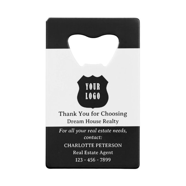 Einzigartiges Werbegeschenk für Real Anwesen Geldbeutel Flaschenöffner (Vorderseite)