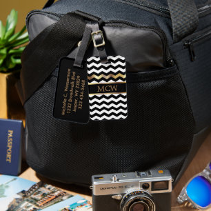 Einzigartiges Zickzack Muster   Monogramm Gepäckanhänger