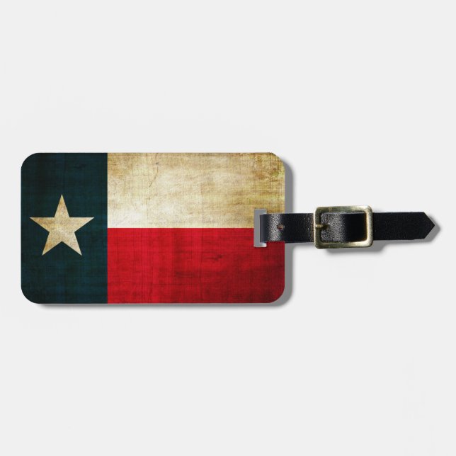 Einzige Stern-Flagge von Texas-Schmutz-rustikalem Gepäckanhänger (Vorderseite horizontal)