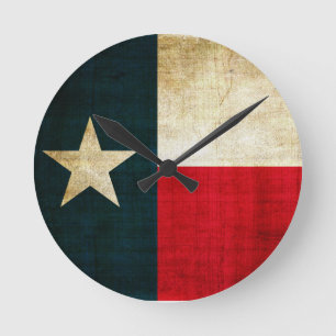 Einzige Stern-Flagge von Texas-Schmutz-rustikalem Runde Wanduhr