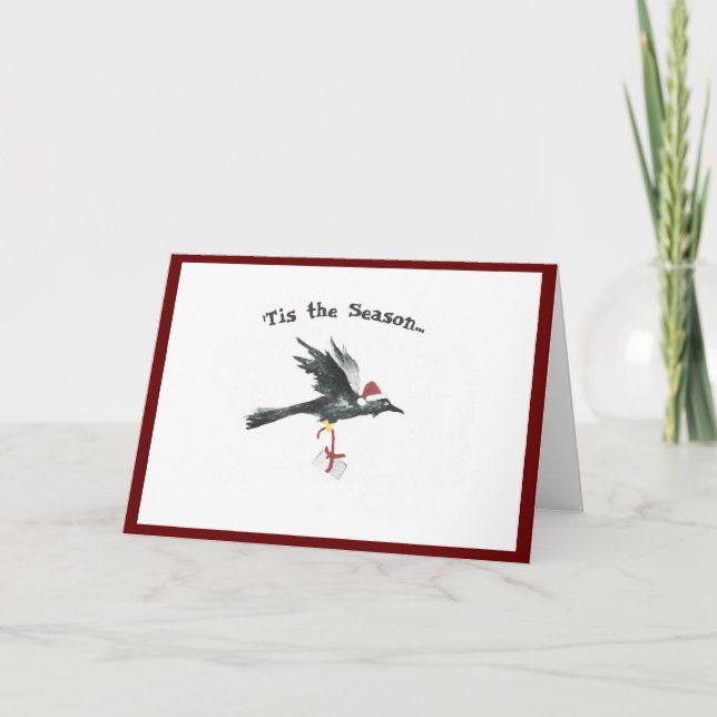 Einziger Holiday card with Raven Karte (Vorderseite)