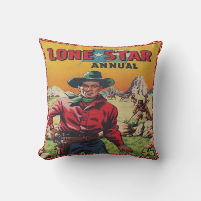 Einziger Stern-Vintager Western-Cowboy-Druck Kissen (Vorderseite)