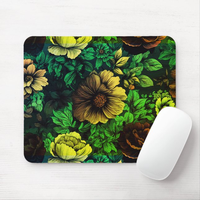 Einzigfarbige Vintage Blumendrucke Mousepad (Mit Mouse)